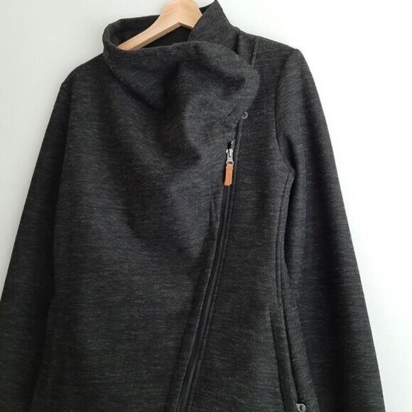 BENCH Moto Biker Full Zip Jacket Woven Fabric Fleece Lined Grey Sz M Flawed - Picture 5 of 16